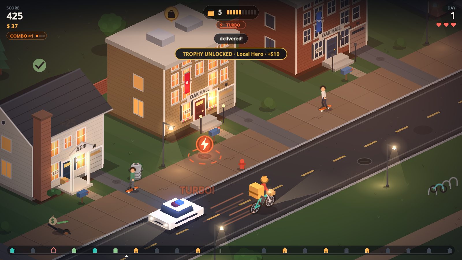 Campus dorms at night with a turbo boost